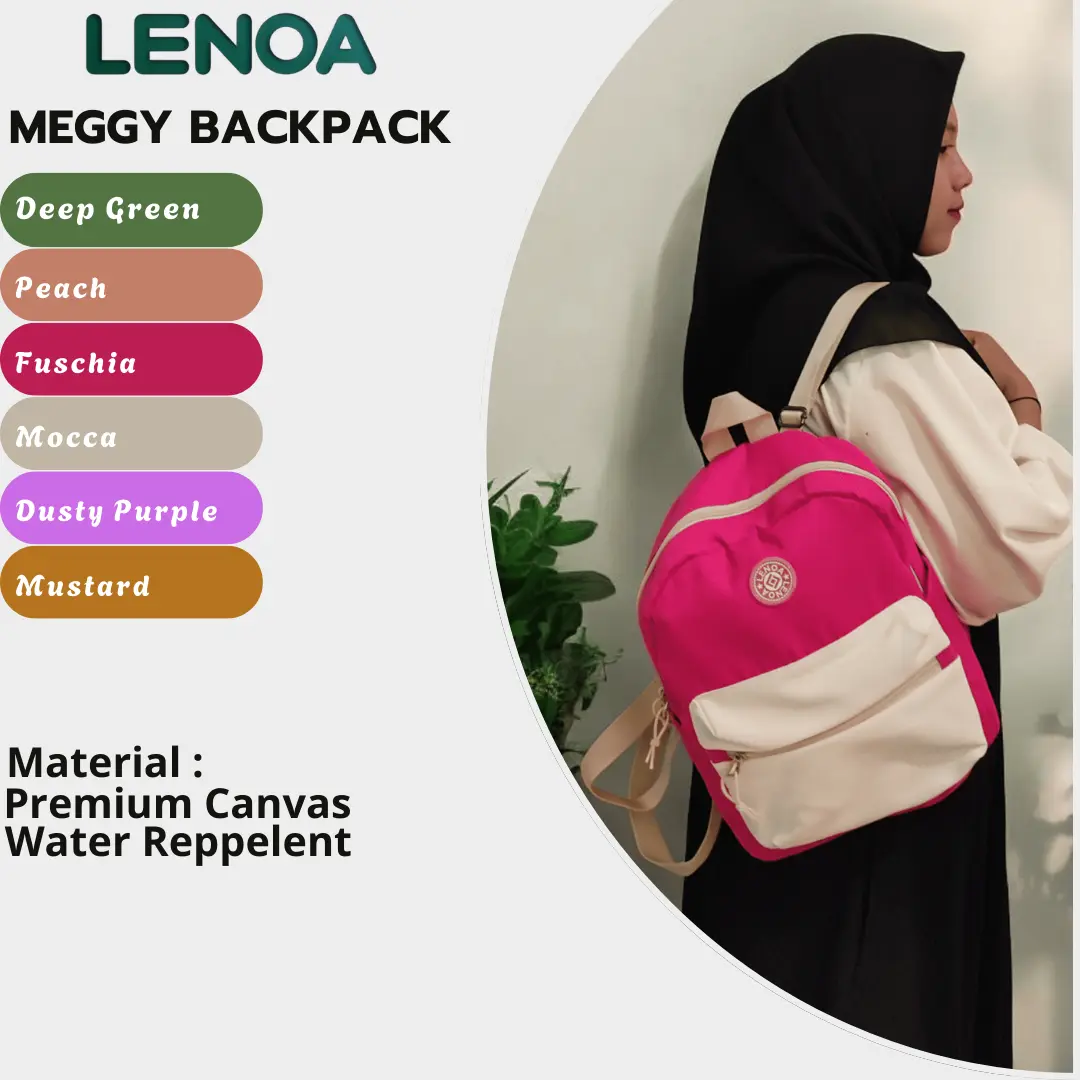 Lenoa - Meggy Backpack- Tas Ransel Wanita Ipad Laptop 12 inc Slim Kanvas Sekolah Dan Kuliah