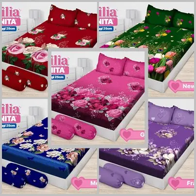 Sprei Bonita Emilia 180X200 Bantal 4 King Size No. 1 mix motif modern 0