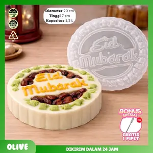 Cetakan Eid Mubarak Idul Fitri Kue Bolu Kukus Puding Jelly 20 cm Plastik Premium 1,2 Liter Loyang Agar Ager Nasi Tumpeng