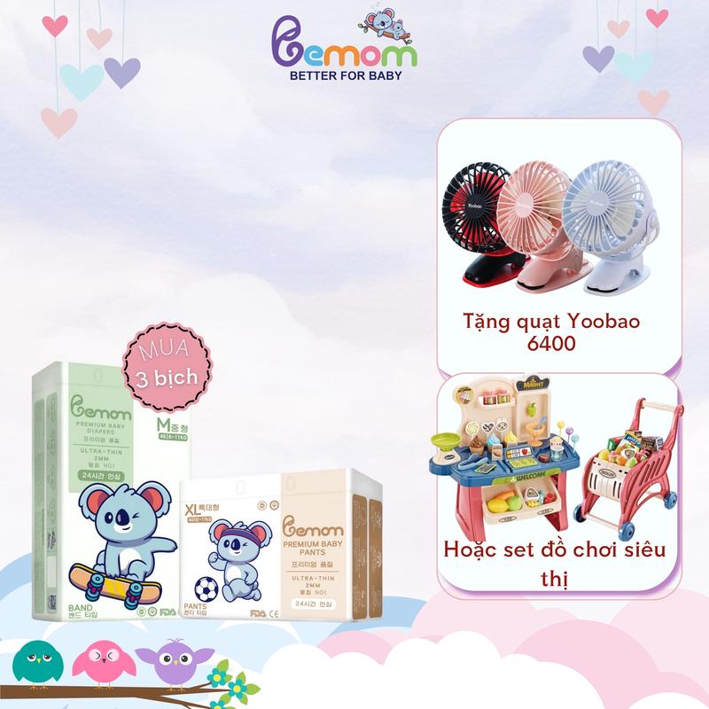 [KOL] Combo 3 bịch tã Bemom Plus Hàn Quốc mỏng nhẹ, thấm hút tốt cho bé