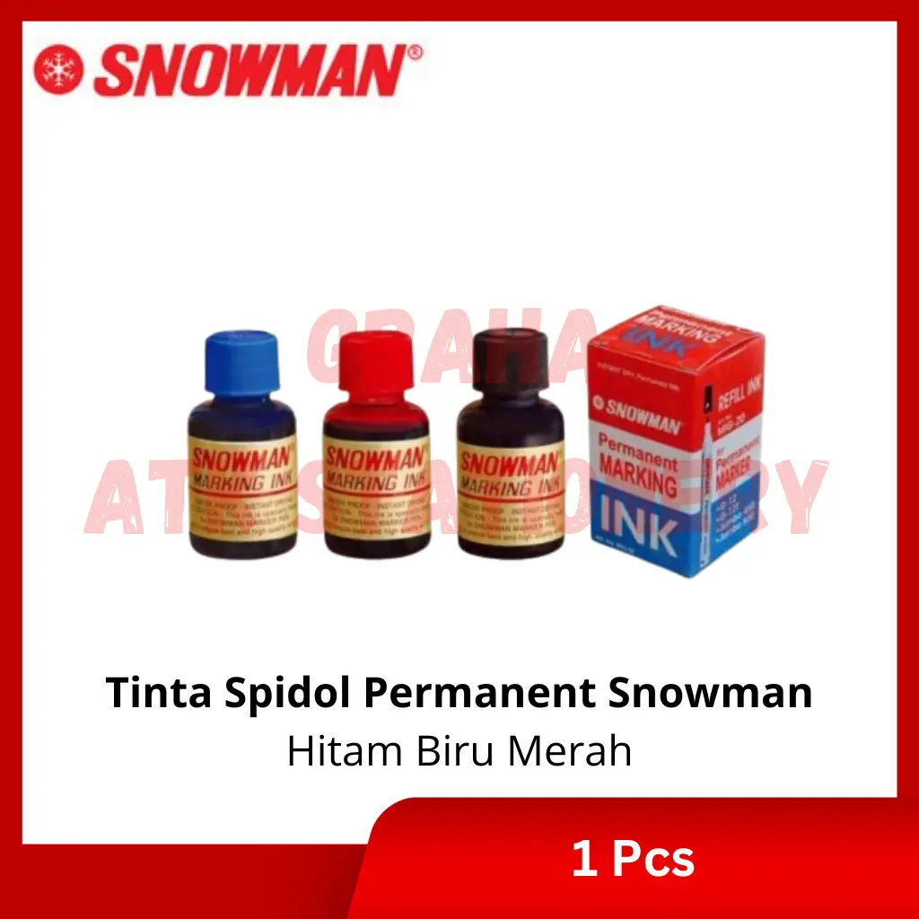 [1 Pcs] Tinta Spidol Permanent Snowman (Hitam, Biru, Merah) Stationery Tulis