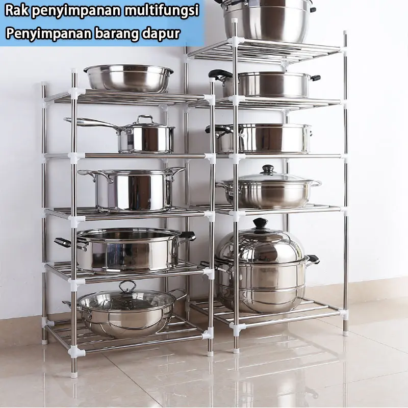 Rak Dapur Tempat Penyimpanan Panci Wajan Kamar Mandi Serbaguna Stainless Steel/Rak Penyimpanan Panci Dapur /Rak Susun