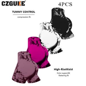 CZGUKE Conjunto de 4 Piezas: Pantalones Cortos de Yoga para Mujer Cintura Alta Secado Rápido Transpirables Alta Elasticidad Nailon y Elastano Fitness y Correr