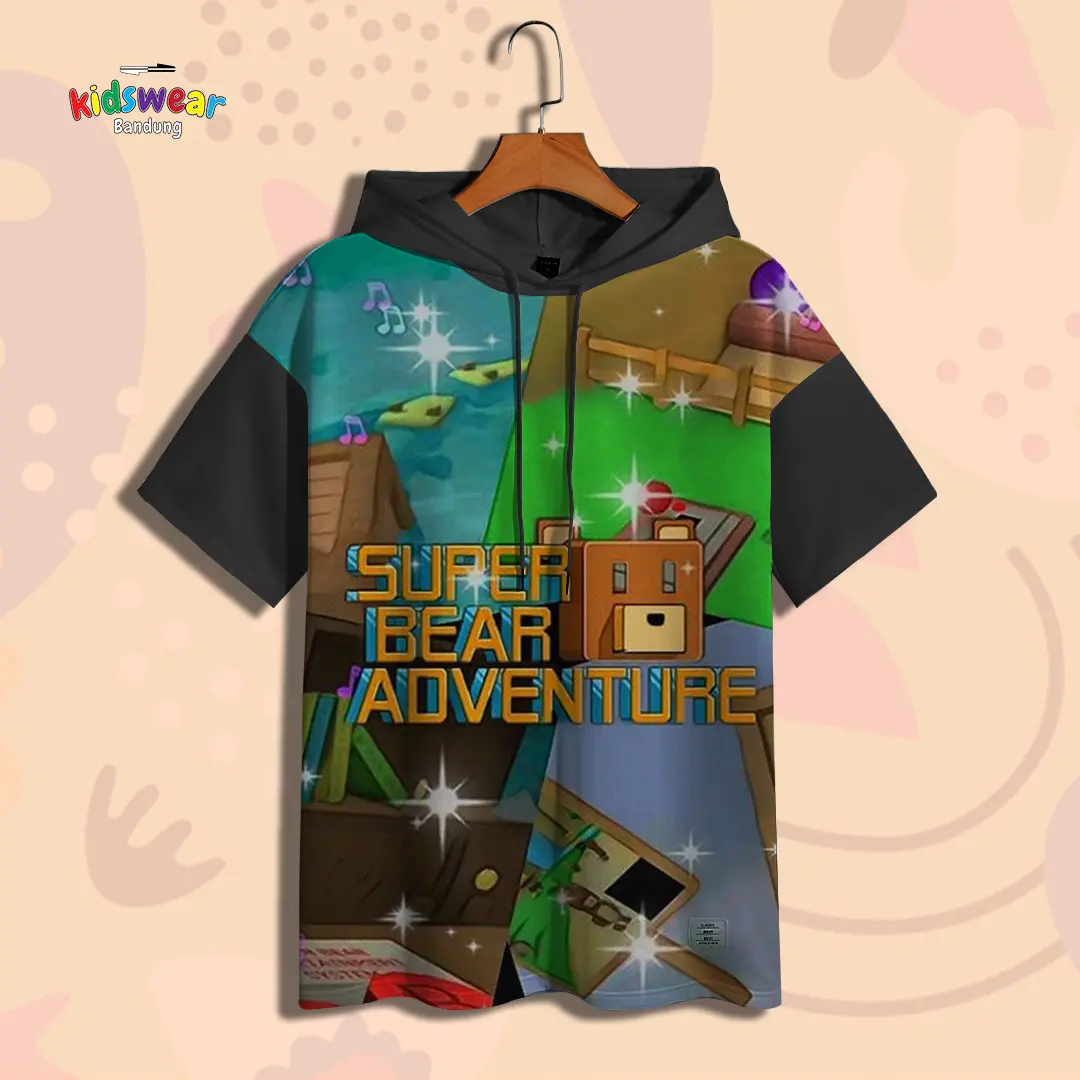 Kaos Hoodie Anak Game Superbear Adventure Baju Anak Game Superbear Adventure 3D Printing Untuk Umur 1-12 Tahun G2