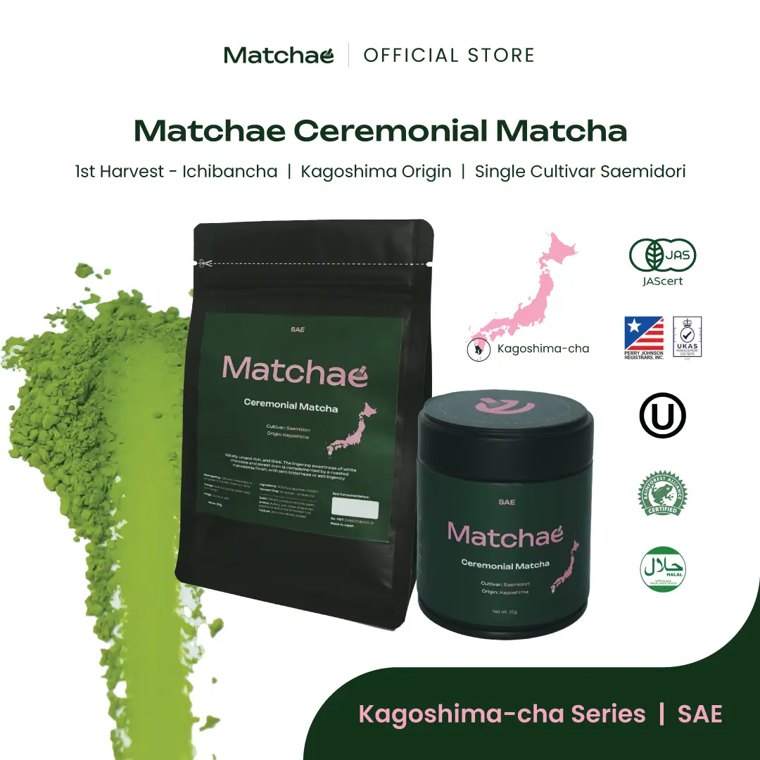 MATCHAE - Japanese Kagoshima Pure Ceremonial Matcha Powder SAE 30gr [Ready Stock!!]