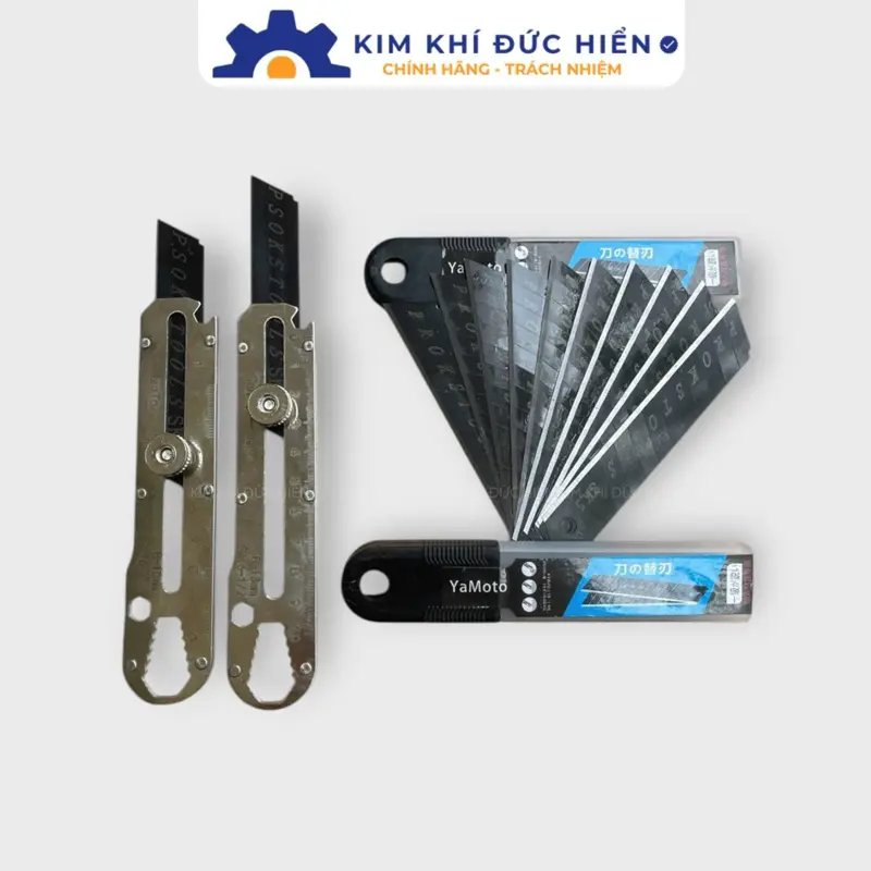 Bộ 2 Dao inox Tặng Kèm 2H Lữoi Dao Thép Sk5, Dao Rọc Giấy Inox, Dao Trổ Đa Năng, Rọc Alu Làm Quảng Cáo. Hàng Chất Lượng Giá Hợp Lí 1