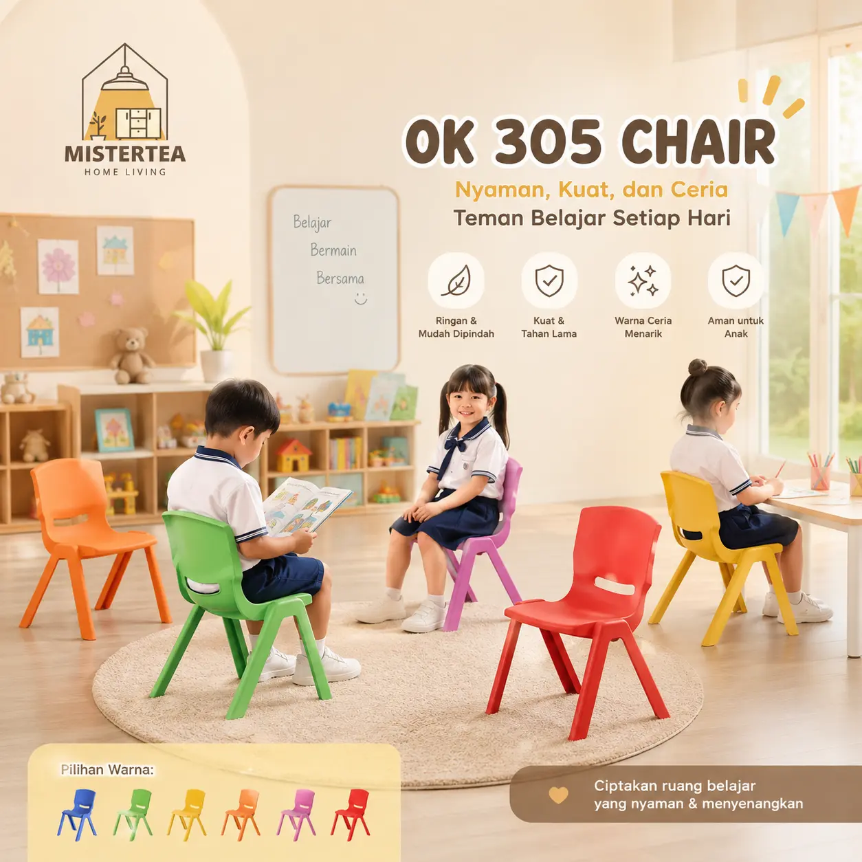 [READY STOCK] OLYMPLAST / KINGDOM PLAST KURSI / BANGKU ANAK TUMPUK / PLASTIK / SUSUN / SEKOLAH / BELAJAR / TUMPUK