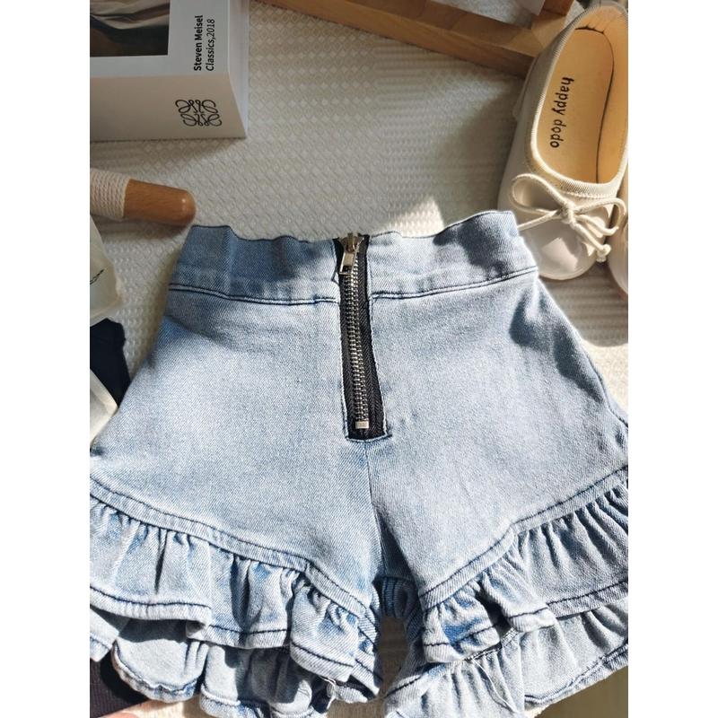 Setelan Anak Perempuan Import Knit Tanpa Lengan Pita Double Besar Punggung Short Pants Renda Terbaru 6