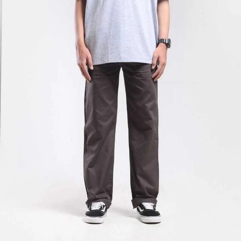 Celana Straight Panjang Pria Chinos Dewasa Unisex Pria Wanita Longgar Korean Style Standar Chino Kekinian Mid Waist 2