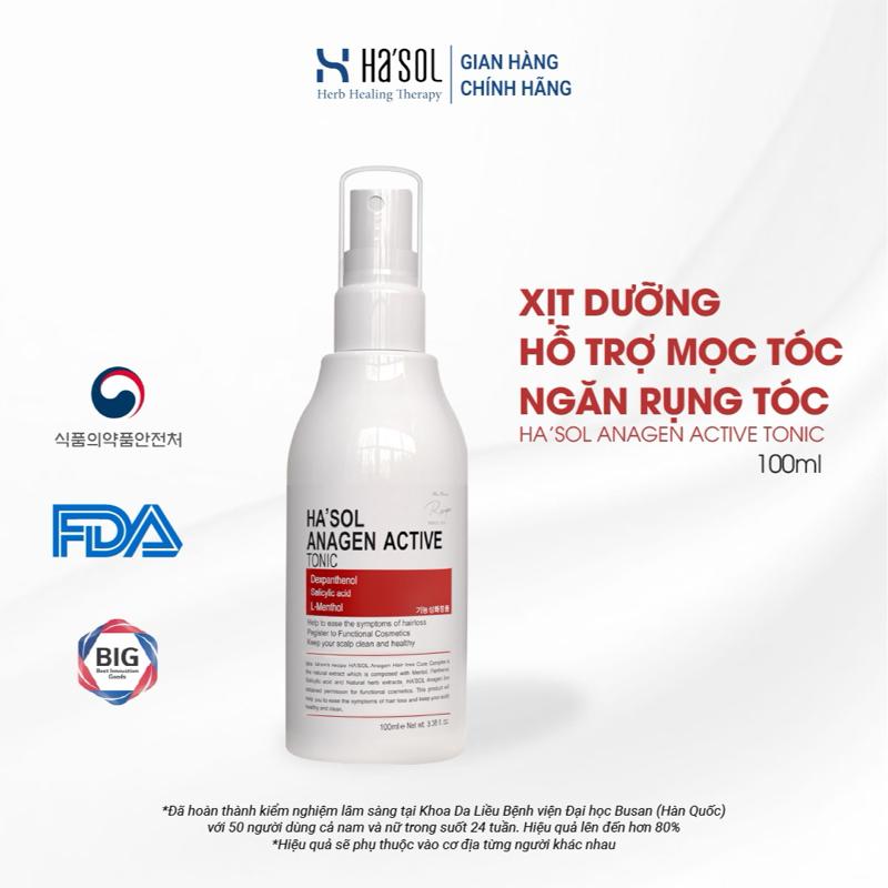 Xịt Dưỡng Tóc HA'SOL Ngăn Tóc Rụng, Nuôi Dưỡng Nang Tóc Chắc Khỏe Dùng Cho Tóc Rụng, Mỏng Và Yếu Anagen Scalp Active Tonic 100ml