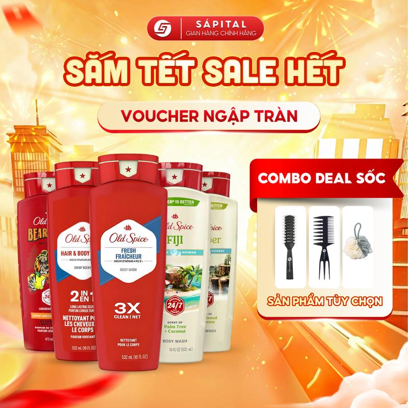 Sữa tắm Old Spice 473ML 532ML - Hỗ trợ làm sạch bụi bẩn và bã nhờn - Dưỡng ẩm cho da -  Đa dạng mùi hương - Nhập khẩu Mỹ chính hãng 