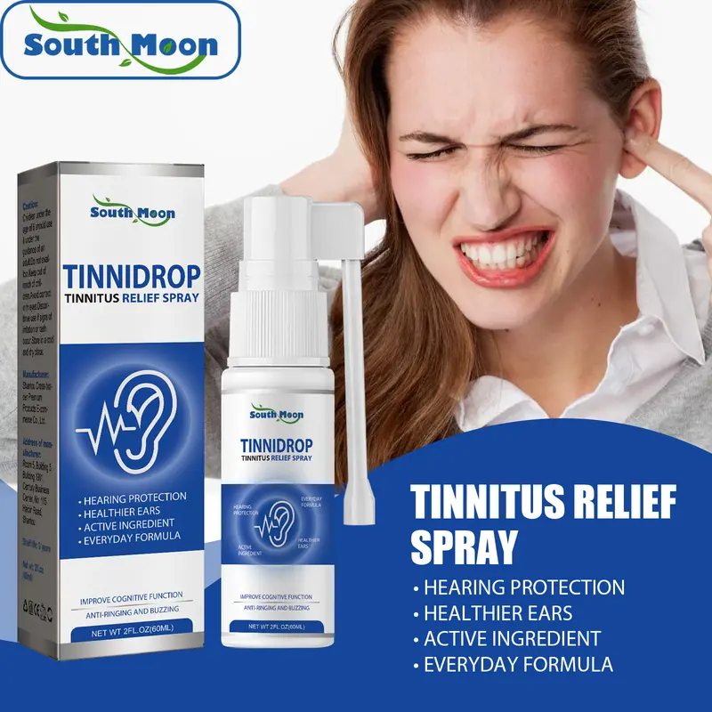 Original South Moon Tinnidrop Tinnitus Relief Spray for Alleviate Hearing Impairment and Resote Hearing and restore hearing Pembersih Telinga Lembut Tinnitus Mengobati 60ml 2
