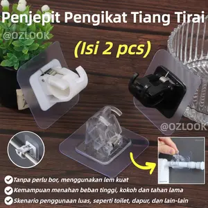 (Isi 2 pcs)Bracket Tiang Tongkat Flkesibel Bracket Pemasangan Tanpa Perforasi Bracket Jepit Bracket Gorden Bracket Pemasangan Mudah