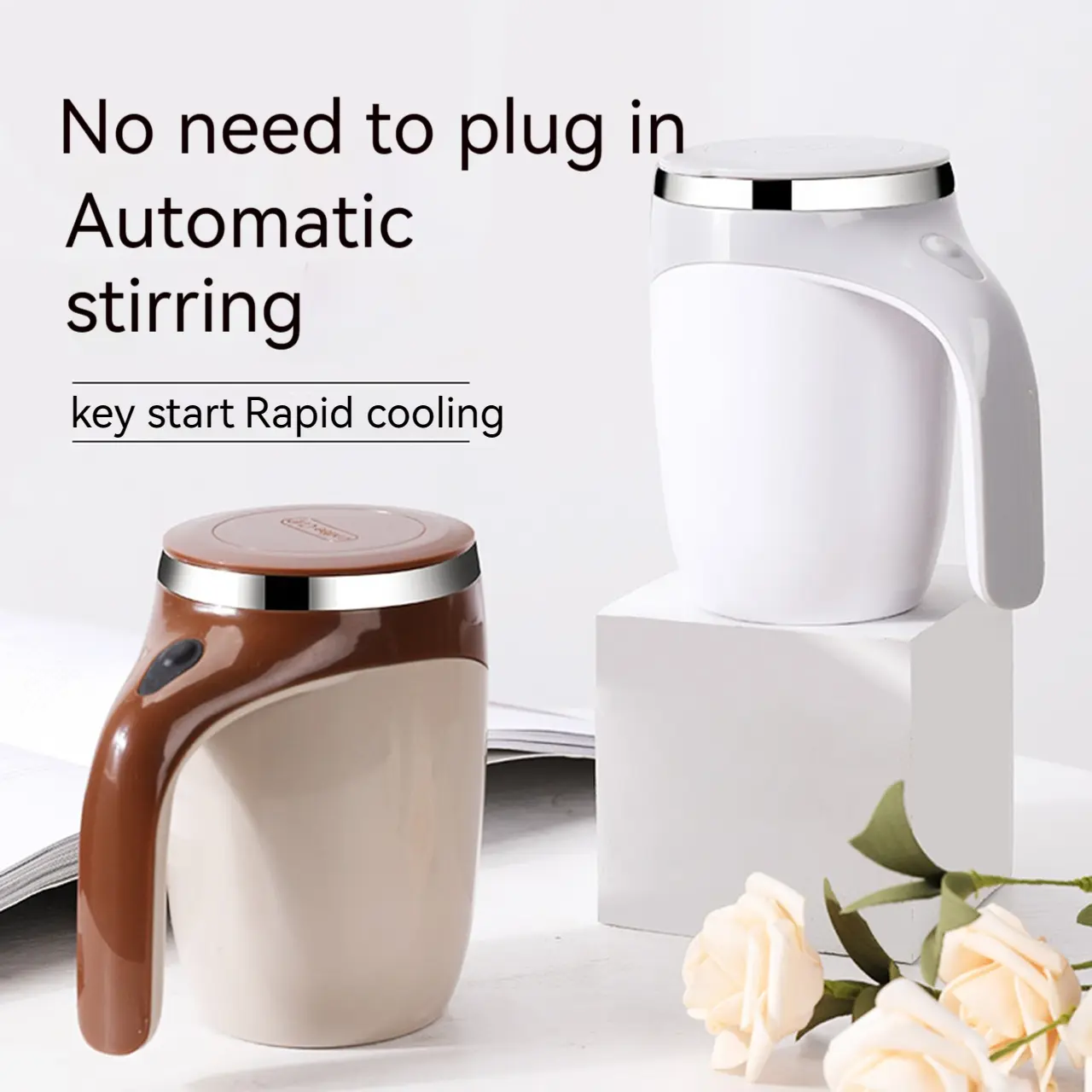Lazy Coffee Mixing Cup, Fully Automatic Mixing Cup, Magnetic Rotating Electric Milk Cup, High-Temperature Resistant 304 Stainless Steel Mark Cup