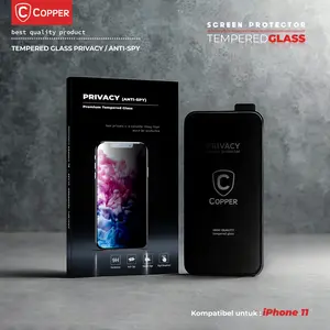 COPPER Tempered Glass - compatible For iPhone 11| PRIVACY Anti Spy Full Glue Premium