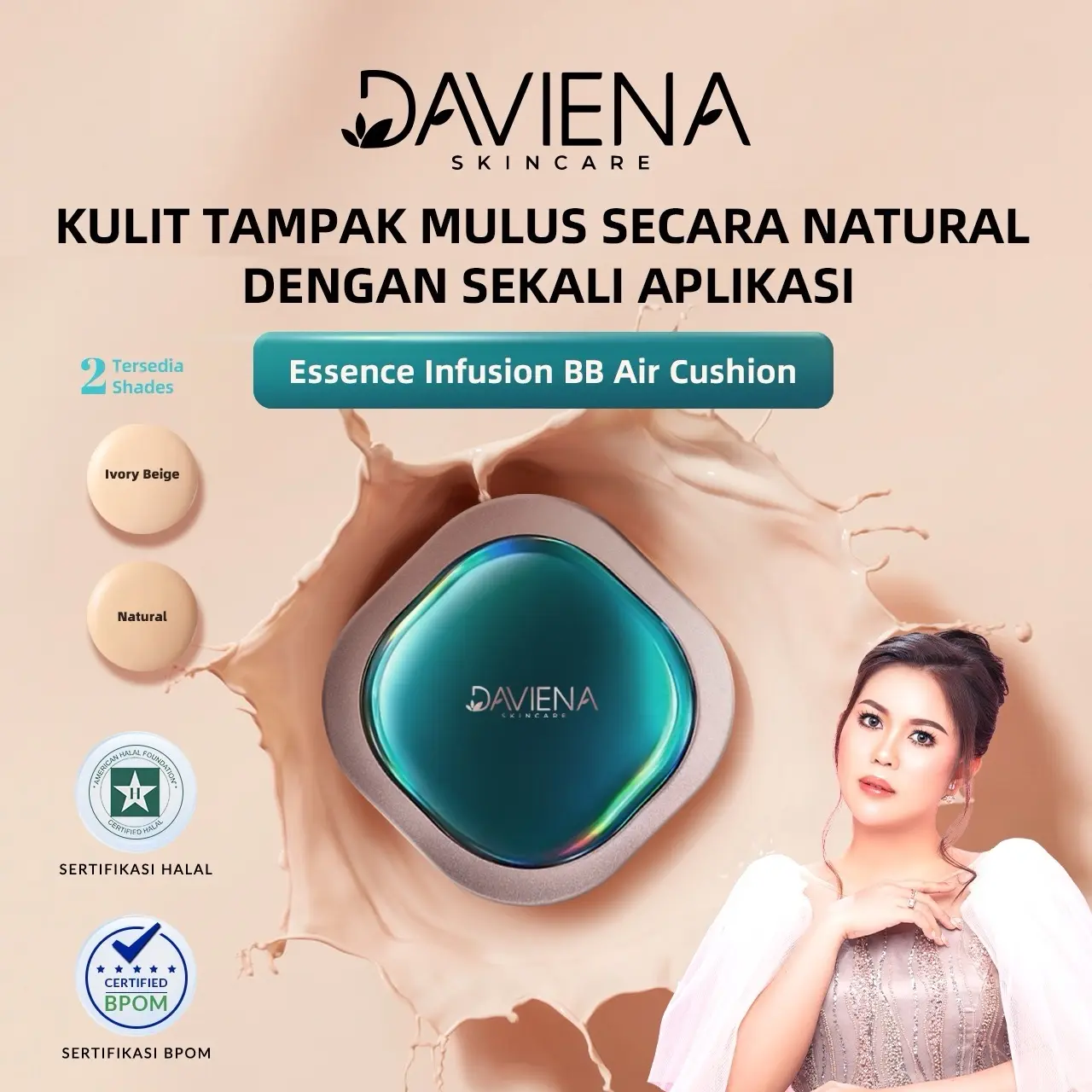 ESSENCE INFUSION BB AIR CUSHION DAVIENA SKINCARE Kontrol Minyak Pengecil Pori-pori Medium Coverage