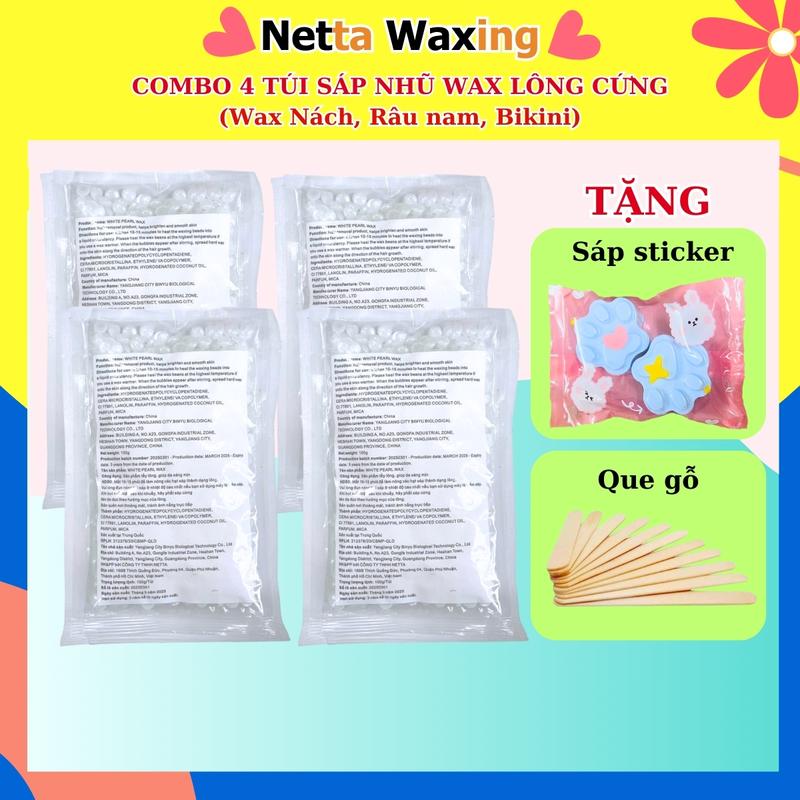  400g Sáp Nhũ Wax Lông CỨNG - Sáp Nhũ Chuyên Wax Nách lông cứng Râu Nam Wax Bikini - Tặng que gỗ Waxing - Sáp thơm wax êm sạch lông Cạo Râu 