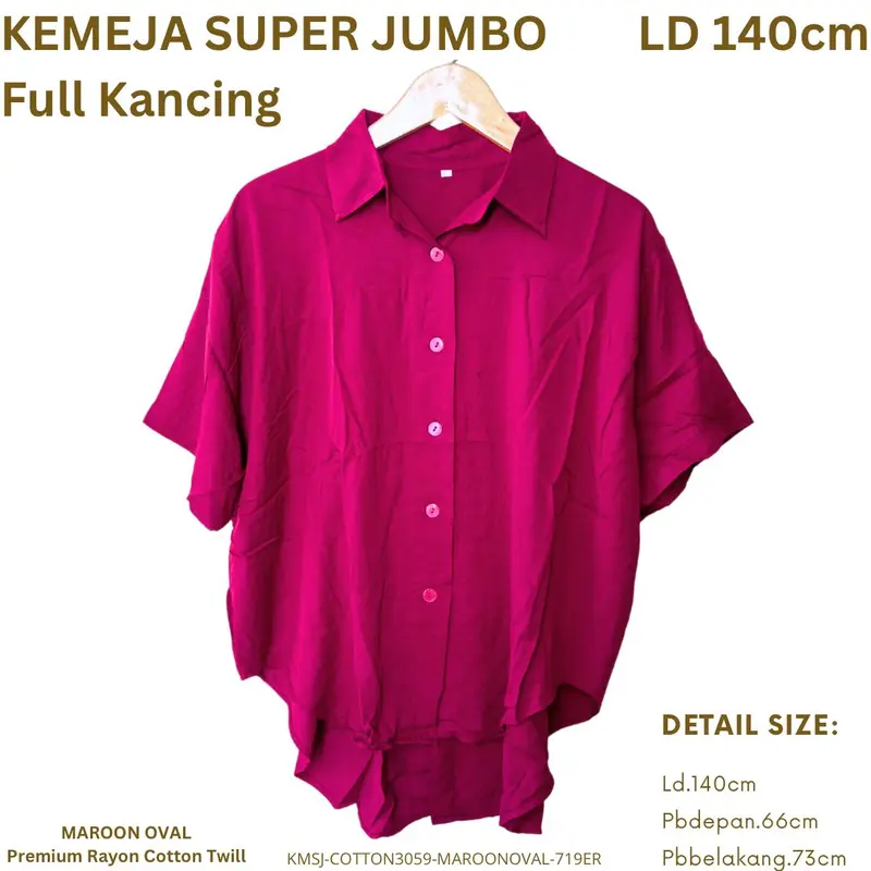 KEMEJA WANITA KEKINIAN JUMBO LD 140CM ATASAN OVERSIZE KATUN / KEMEJA WANITA BIGSIZE / KEMEJA JUMBO STYLE KOREA / KEMEJA KEKINIAN KATUN LD 140CM 8