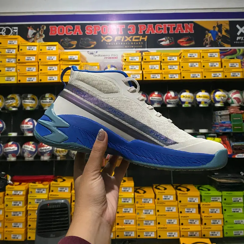 Sepatu Voli Fixch Knive Terbaru White/Brilliant Blue/Baltic Blue Ori 0