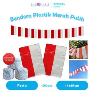 Isi 100pc Bendera Plastik Merah Putih HUT RI Dekorasi 17 Agustus