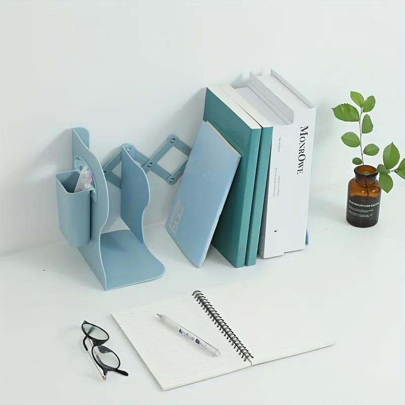 Book Bookshelf Holder Set With Shelves Retractable Office Support Organizer Accessories Desk Stand Pen Bookends For Adjustable 2