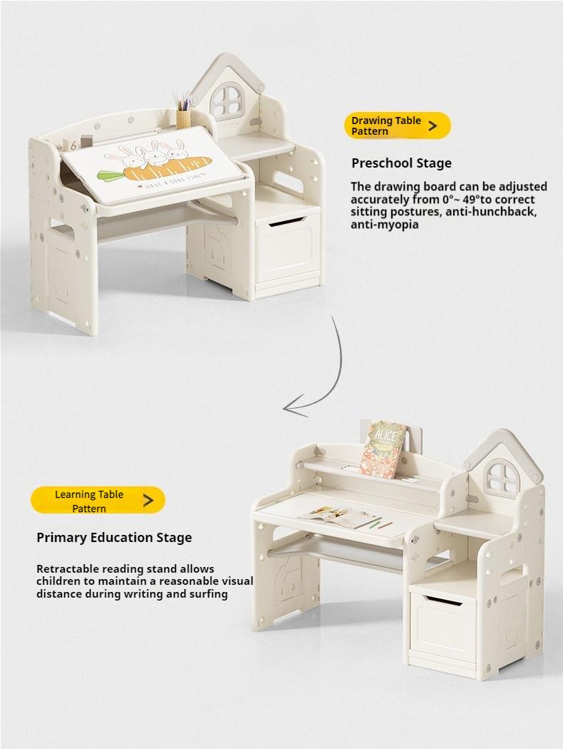 Product Introduction of 【GraceLife】4 in 1 Kids Study Table With Chair/Storage Cabinet/Free Gift（Blocks/Brushes/Eraser） 37