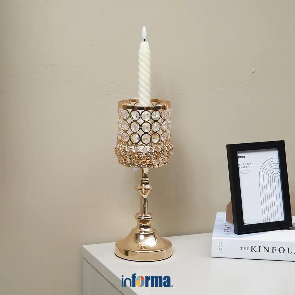Informa Hera Tempat Lilin Dekorasi A1 12x12x29.5 cm - Gold Candle Holder Dudukan Lilin Tempat Aromatik Dekor