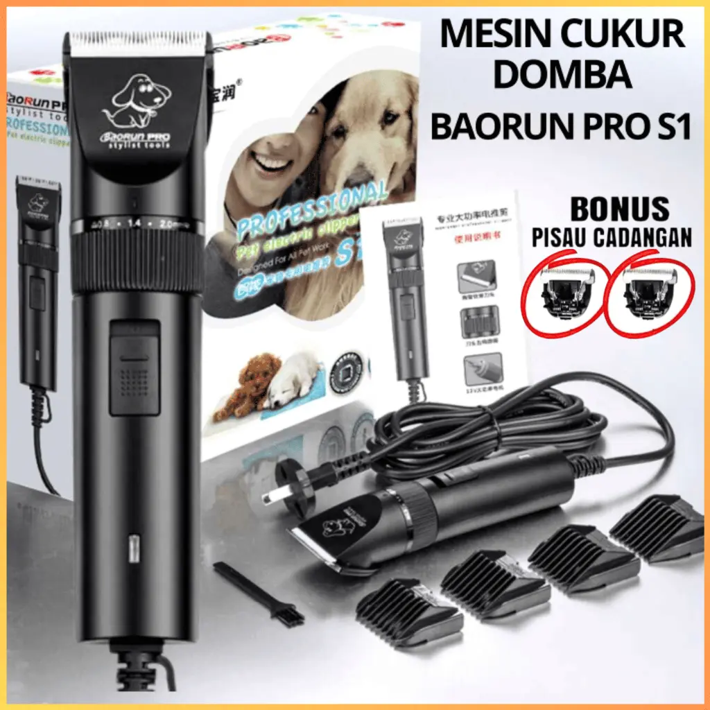 COD BaoRun PRO S1 Alat Mesin Cukur Khusus Domba Garut Bulu Hewan Kabel Listrik Yang Bagus Pet Dog Hair Clipper Paket Lengkap