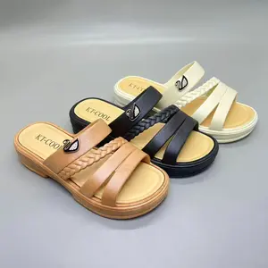 Size 37-40 8801 Sandal Wanita Slip On Wedges Korean Style Sandal Karet Lentur