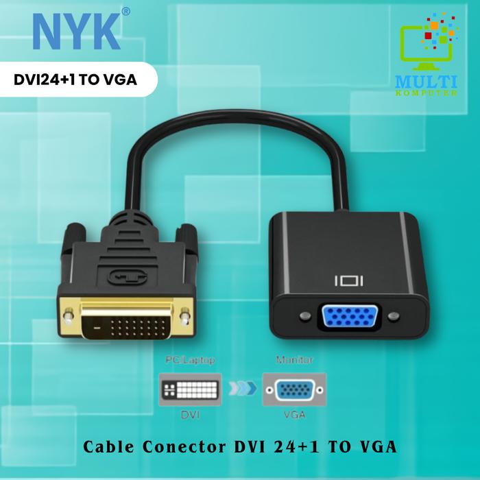 Gambar konverter dvi 24+1 to vga aktif - dvi-d to vga active converter cable Black Laptop Accessories - HITAM dari Multi Komputer Kota Administrasi Jakarta Barat Tokopedia