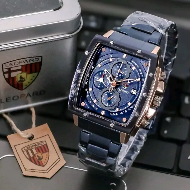 jam tangan rante segi pria leopard tahan air Watches 0