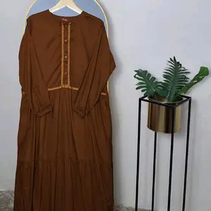 Derra Dress gamis twill Armany Gaun Rayon Midi