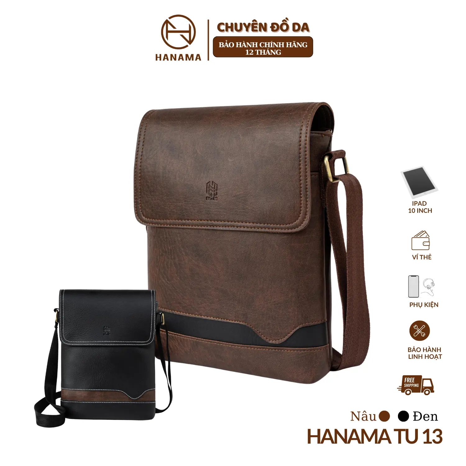 [DAILY_HANAMA]_Túi Đeo Vai Đeo Chéo Hanama TU13 nhiều ngăn phối màu phong cách