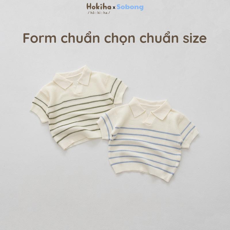 [Hokiha] new AL165-Áo cộc tay polo dệt kim cho bé trai bé gái vải mềm mịn, co giãn size từ 9-19kg