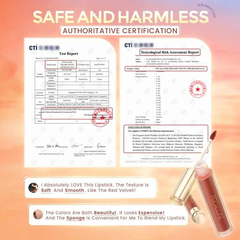 FOCALLURE#AmberGold Velvet Matte Lip Clay Multi-use Sponge Lip Brush 3
