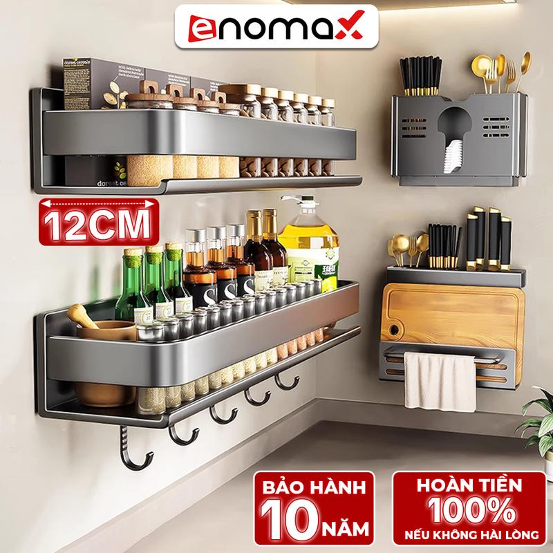 Kệ đựng gia vị Enomax để đồ nhà bếp đa năng chất liệu Thép Carbon chống gỉ tặng kèm keo dán và ốc vít bảo hành 10 năm