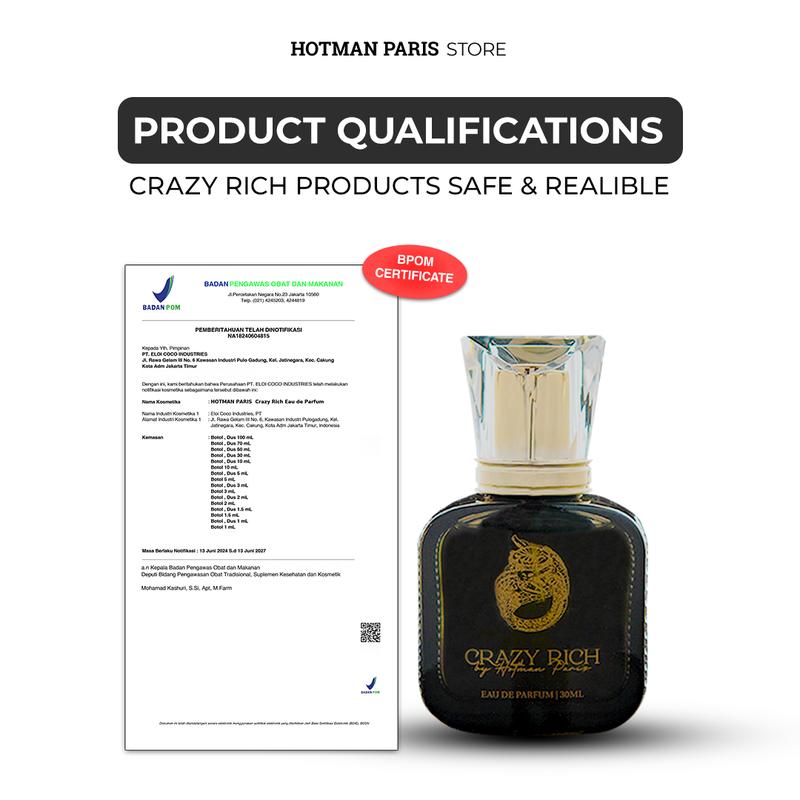 LIVE LOUISSE X HOTMAN PARIS Parfume Crazy Rich By Hotman Paris ( For Men )- Travel Size 30 ML Hitam Perfume Pria 5
