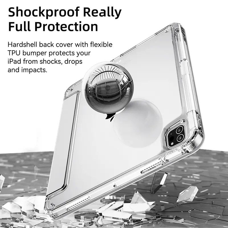 Case Acrylic Kompatibel Untuk I pad 7 8 9 10.2 Air 6 11/13 2024 Gen 10th Air 5 Air 4 air 10.9 Air 1/2 9.7" Pro 11 M1 M2 Mini 6 Pro 12.9 Transparent Akrilik New Version Smart Autolock with Pen Slot 5