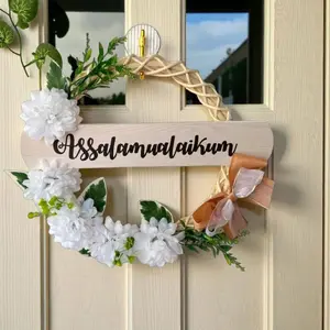 Hiasan Pintu Assalamualaikum Hiasan Akar rotan decorasi Pintu Ramadhan Dekorasi ruangan Astetic Hiasan dinding Elegan Bisa COD