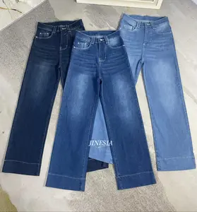 Celana Highwaist Loose Jeans Wanita Lipat Lebar korean style Baggy Jeans Stretch Soft Celana Panjang Wanita