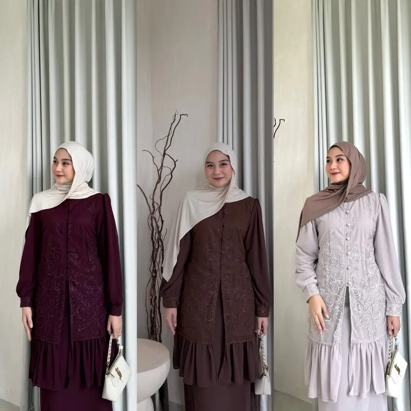 Stuffcisy Safwa Ready (MOTIF 3) Oneset Ceruti Puring Kondangan Lamaran Wisuda Daily Panjang Setelan Rok Terbaru Kondangan Rempel Formal Muslim Kancing Wanita Nyaman Ceruty 0