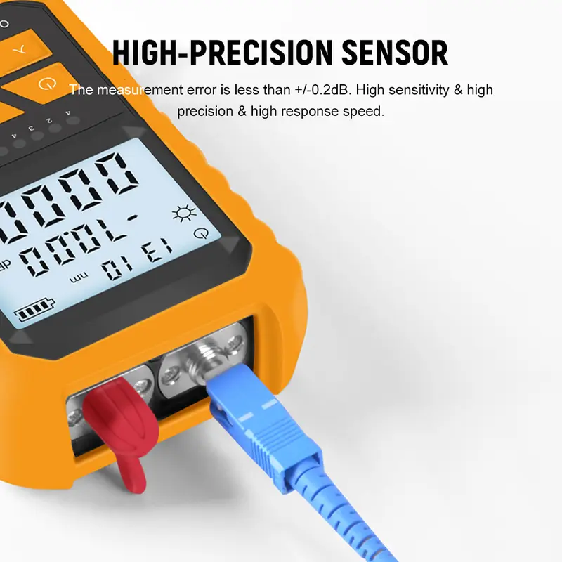 Máy đo công suất quang cầm tay, với đèn đỏ 5km, -70 ~ + 6dBm, Máy kiểm tra công suất quang mini, Máy kiểm tra cáp mạng, Máy đo công suất ánh sáng kỹ thuật số Cầm Tay với 7 bước sóng quang tùy chọn 5