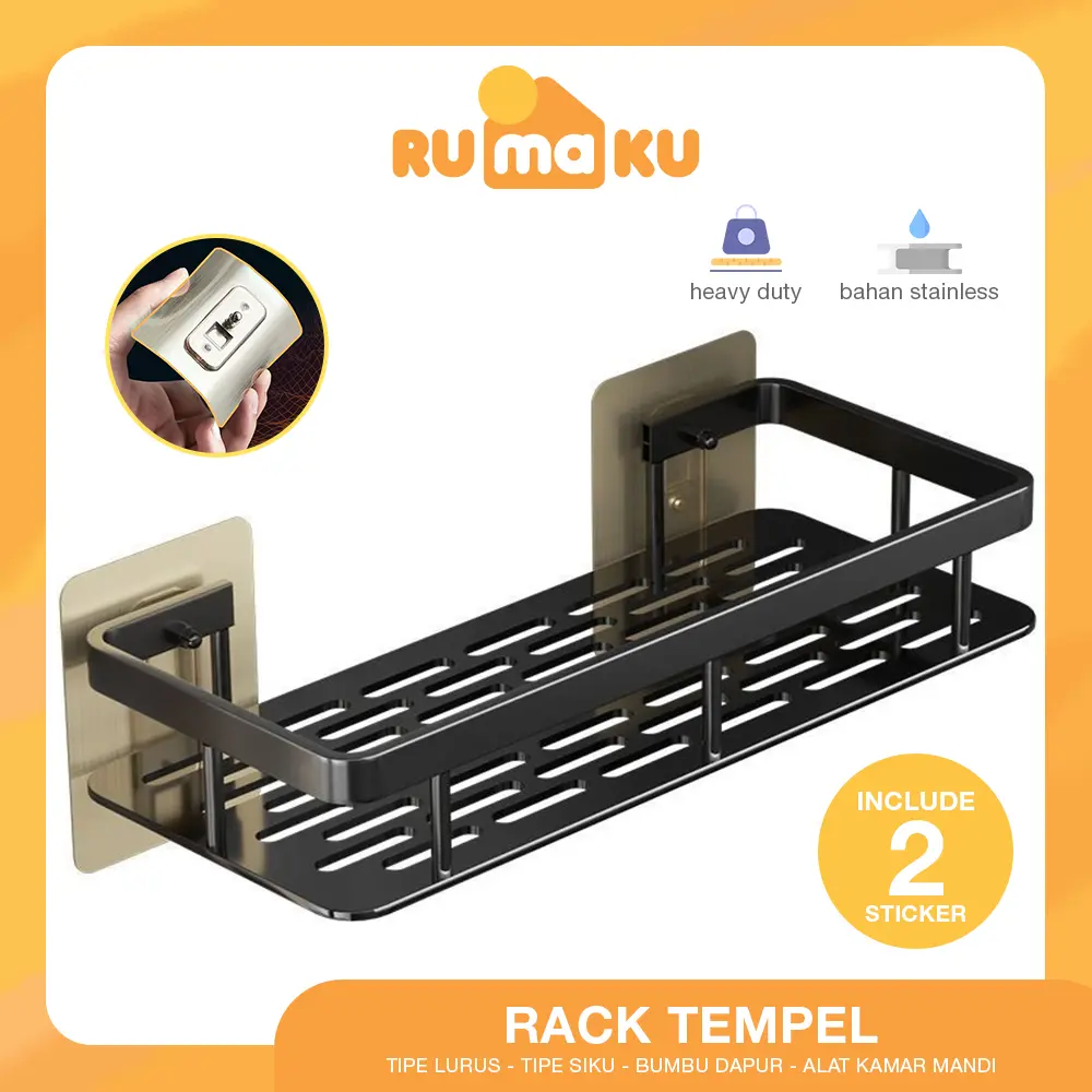 Rumaku Rak Sudut Estetik Kamar Mandi Tempat Sabun Toilet Minimalis Serbaguna Stainless Steel
