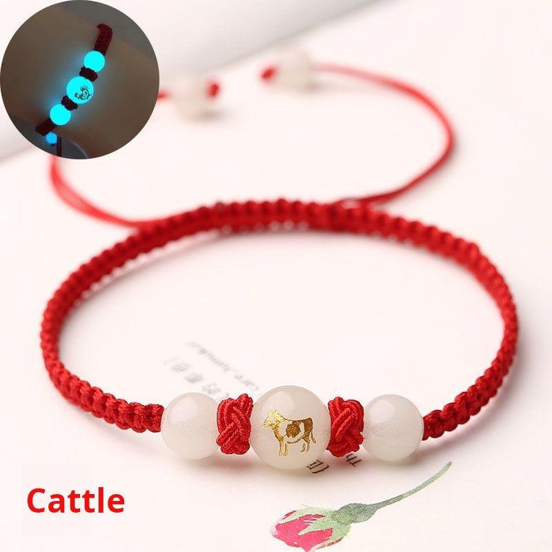 Product Introduction of Women's bracelet, red rope luminous bracelet, luminous stone luminous gemstone 12 zodiac woven bracelet, couple bracelet for men and women, bring it for safety. nazar  bracelet chinese jewelry year snake red  string  bracelet 31