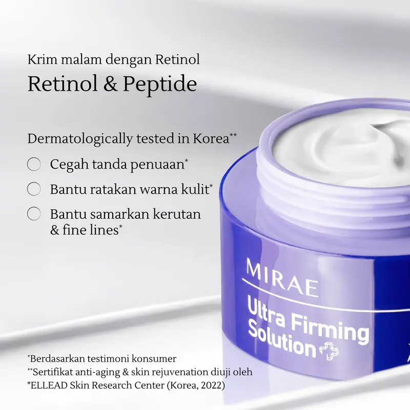 Mirae Retinol Lifting Cream 50ml | Ultra Firming Solution | Anti Wrinkle & Extra Moisturize | Atasi Kerutan & Melembabkan Kulit 3