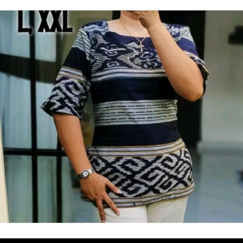 BLUS TENUN ETNIK MOTIF PREMIUM SALUR Atasan Baju Wanita 4