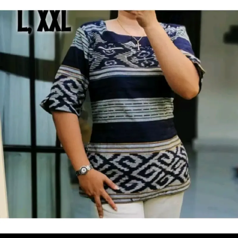 BLUS TENUN ETNIK MOTIF PREMIUM SALUR Atasan Baju Wanita 4