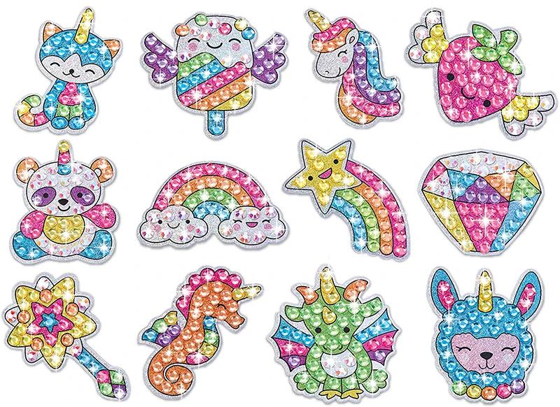 Product Introduction of 12 Create Big Gem Diamond Painting Sticker Kit Art Craft Girls Boys Unicorn Animal Sealife Magical Mosaic Dot Sticky Toys Gifts 8