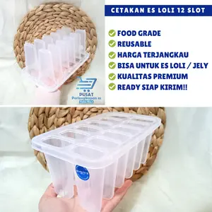 Cetakan Es Buah 12 Lubang Cetakan Jelly Bahan Plastik Tebal Premium Quality Bulat Bunga