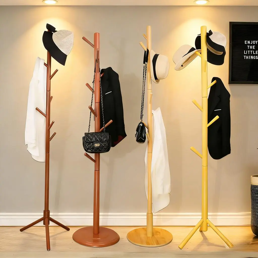 (cod)Rak Mantel Kayu Serbaguna rak mantel/Hanger Hanging Topi Baju Pakaian Kamar Tas Rak Stand Rak/gantungan pakaian